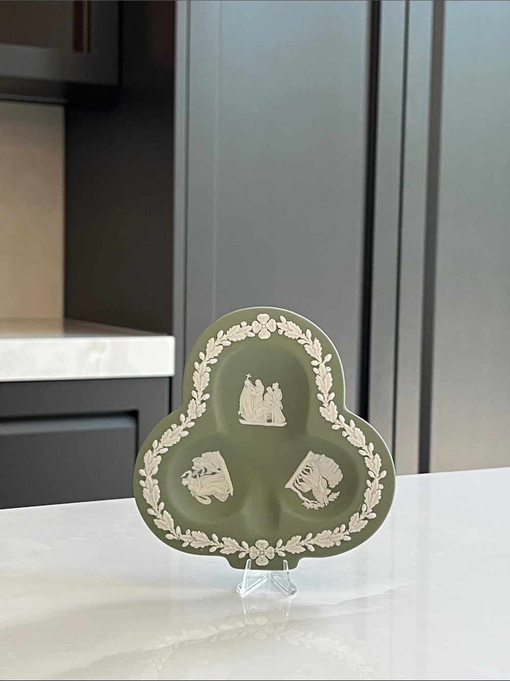 Wedgwood Jasperware Sage Green Club Trinket Dish. 1961.
